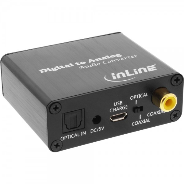 InLine® Audio-Konverter Digital zu Analog, Toslink & Cinch Eingang zu Cinch Stereo Ausgang, USB Powe