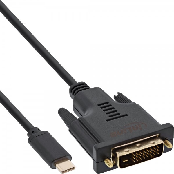 InLine® USB Display Kabel, USB Typ-C Stecker zu DVI Stecker (DP Alt Mode), schwarz, 1m