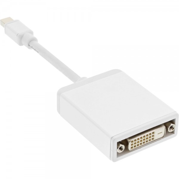 InLine® Mini DisplayPort zu DVI Adapter, Mini DisplayPort Stecker auf DVI-D 24+1 Buchse, Alu, weiß