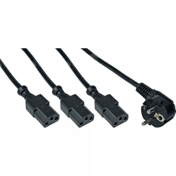 InLine® Netz-Y-Kabel, 1x Schutzkontaktstecker zu 3x Kaltgerätestecker, Version 1 (2m+1/2/3m)