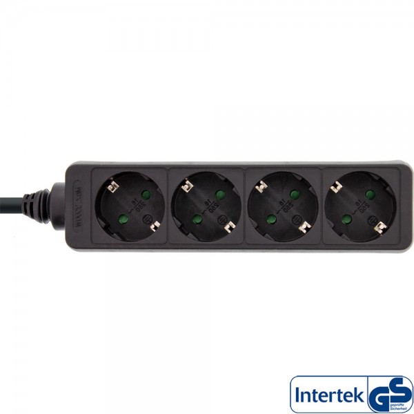 InLine® Steckdosenleiste, 4-fach Schutzkontakt 1,5m, schwarz