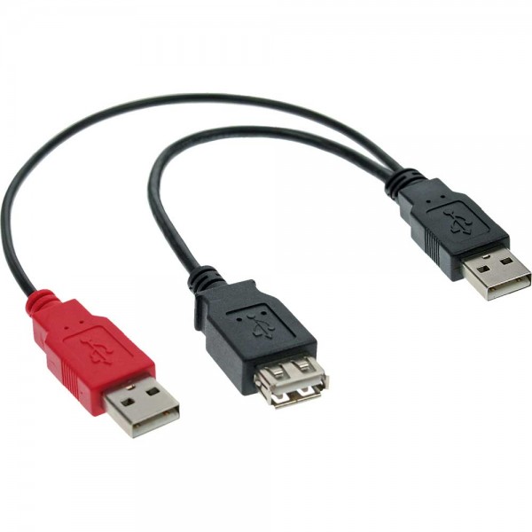 InLine® USB 2.0 Y-Anschlusskabel, 2x Stecker A an Buchse A, 0,2m
