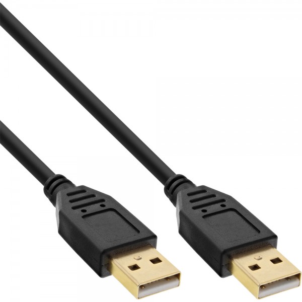 InLine® USB 2.0 Kabel, A an A, schwarz, Kontakte gold, 0,5m