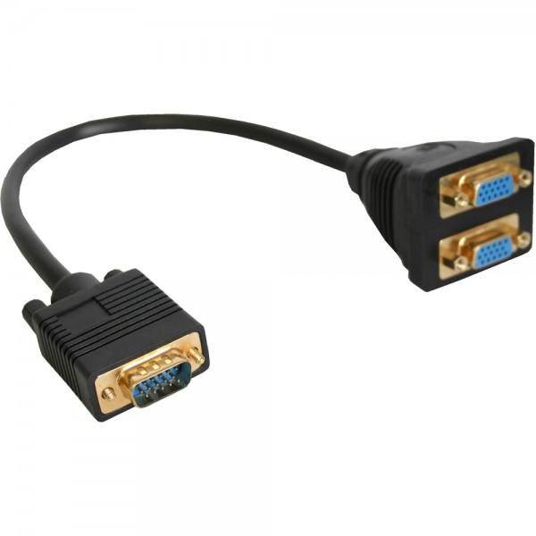 InLine® VGA Y-Adapterkabel, VGA Stecker auf 2x VGA Buchse, schwarz