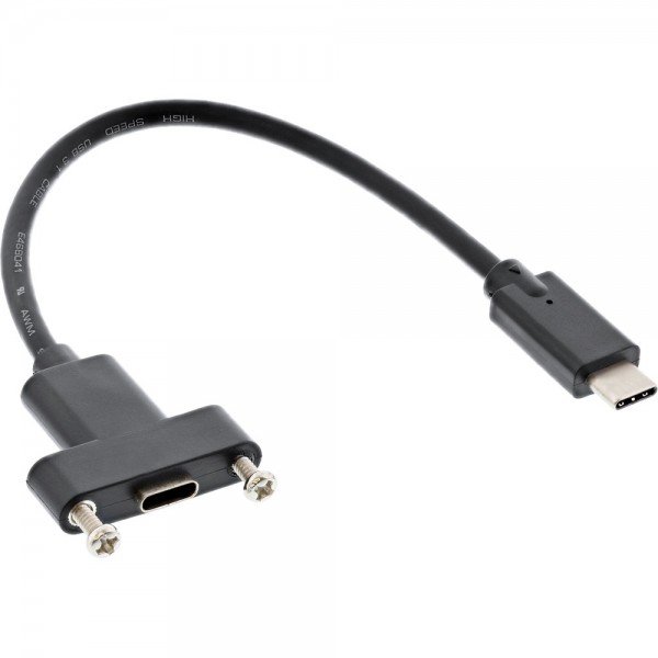 InLine® USB 3.1 Adapterkabel, Stecker C auf Einbaubuchse C, 0,2m