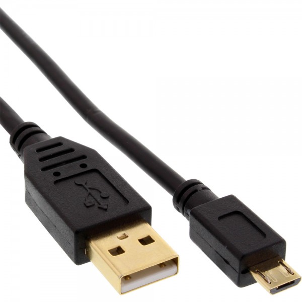 InLine® Micro-USB 2.0 Kabel, USB-A Stecker an Micro-B Stecker, vergoldete Kontakte, 3m