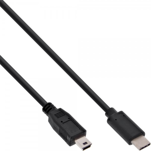 InLine® USB 2.0 Kabel, Typ C Stecker an Mini-B Stecker (5pol.), schwarz, 1m