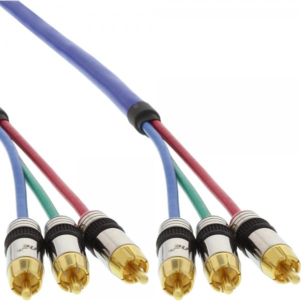 InLine® Cinch Kabel RGB VIDEO, PREMIUM, vergoldete Stecker, 3x Cinch Stecker / Stecker, 20m