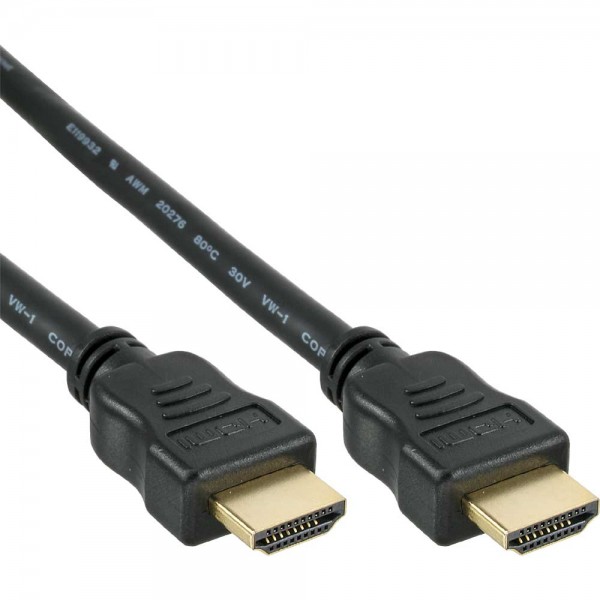 InLine® HDMI Kabel, HDMI-High Speed mit Ethernet, Stecker / Stecker, schwarz / gold, 10m