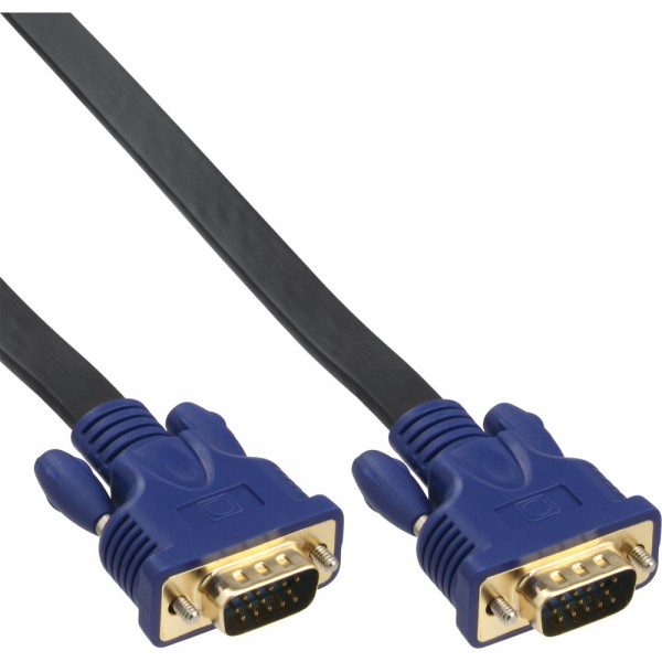 InLine® S-VGA Flachkabel, 15pol HD Stecker / Stecker, schwarz, 0,5m