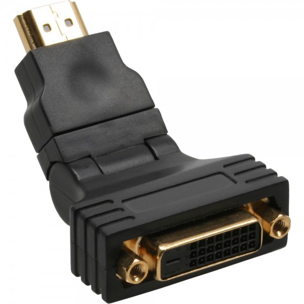 InLine® HDMI-DVI Adapter, 19pol St auf 24+1 Bu, mit 180° Winkel, vergoldete Kontakte