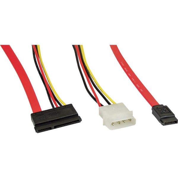 InLine® SATA Anschlusskabel, mit Daten- und Stromanschluss, 50+15cm