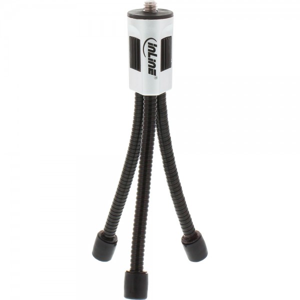 InLine® Mini-Stativ 120mm, flexible schwarze Metallfüße mit Gummikappen