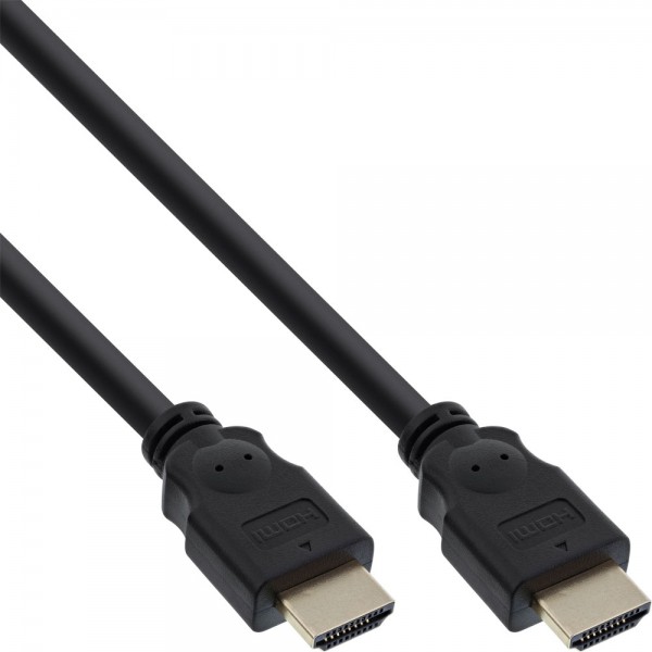InLine® HDMI Kabel, HDMI-High Speed, Stecker / Stecker, verg. Kontakte, schwarz, 1m