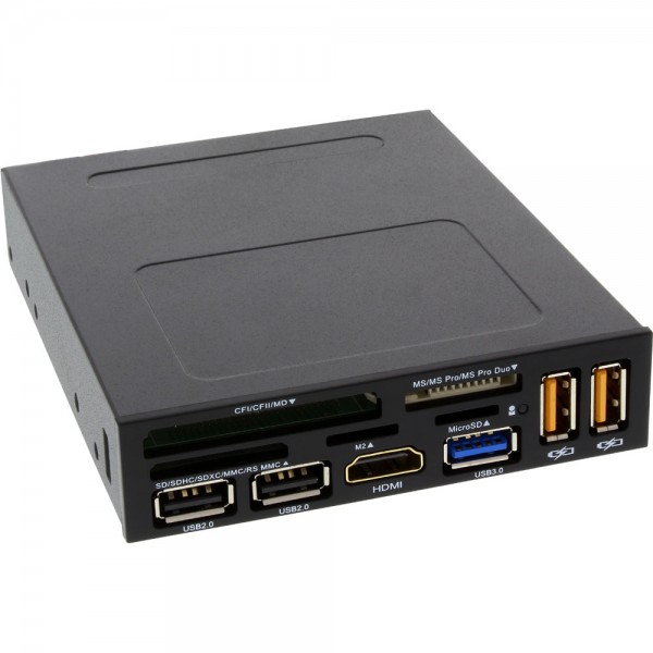 InLine® Frontpanel für den Floppy Schacht, Card Reader, HDMI, USB 3.0, USB 2.0, USB Auflade-Buchsen