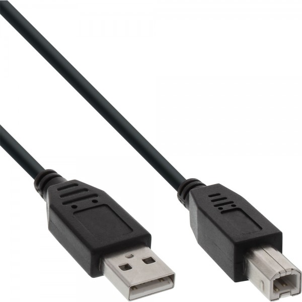 InLine® USB 2.0 Kabel, A an B, schwarz, 0,5m